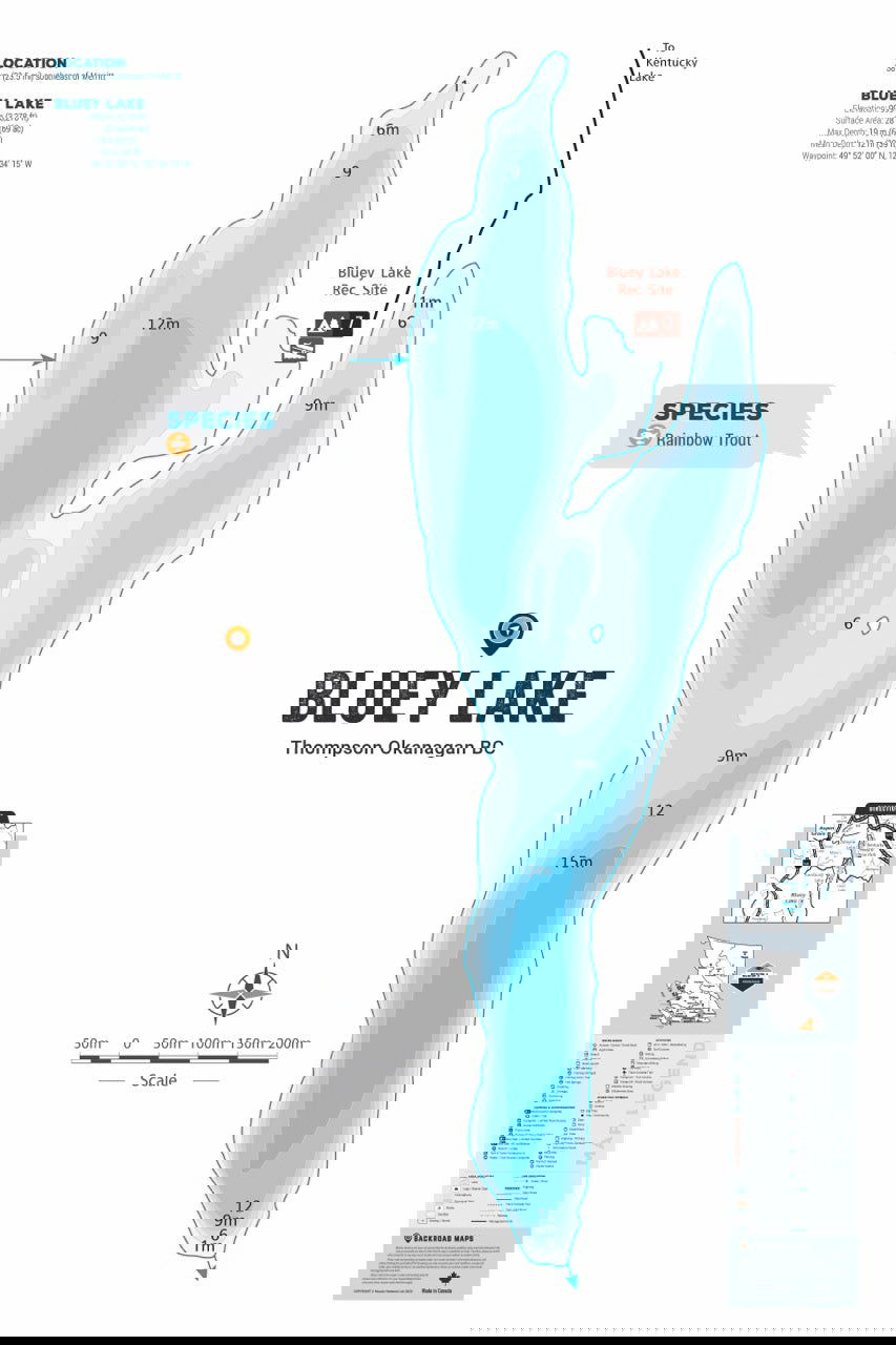 FTOBC33 Bluey Lake - Wall Map - Backroad Maps