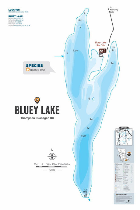 FTOBC33 Bluey Lake - Wall Map - Backroad Maps
