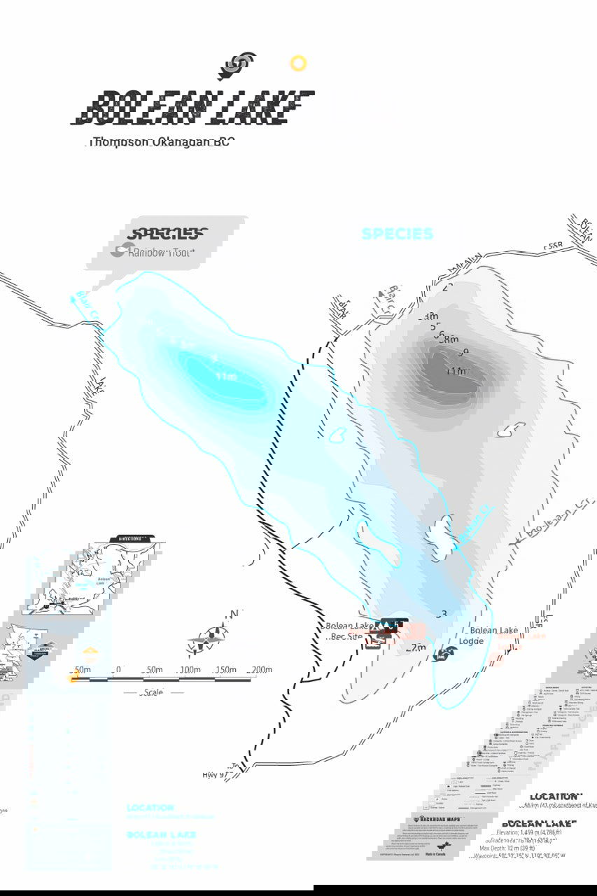 FTOBC34 Bolean Lake & Area - Wall Map - Backroad Maps