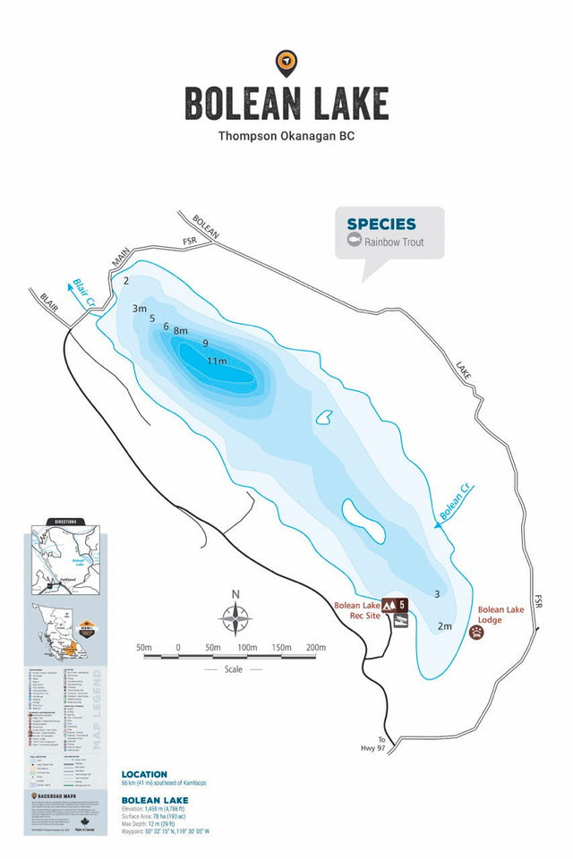 FTOBC34 Bolean Lake & Area - Wall Map - Backroad Maps
