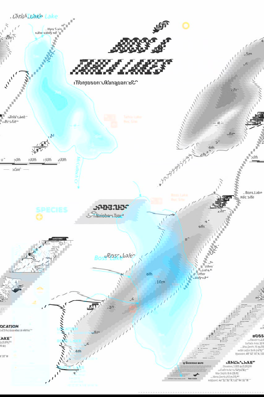 FTOBC36 Boss & Tahla Lakes - Wall Map - Backroad Maps