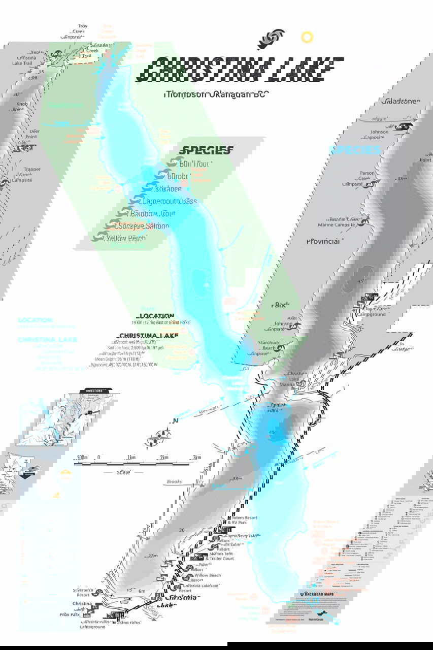 FTOBC42 Christina Lake - Wall Map - Backroad Maps