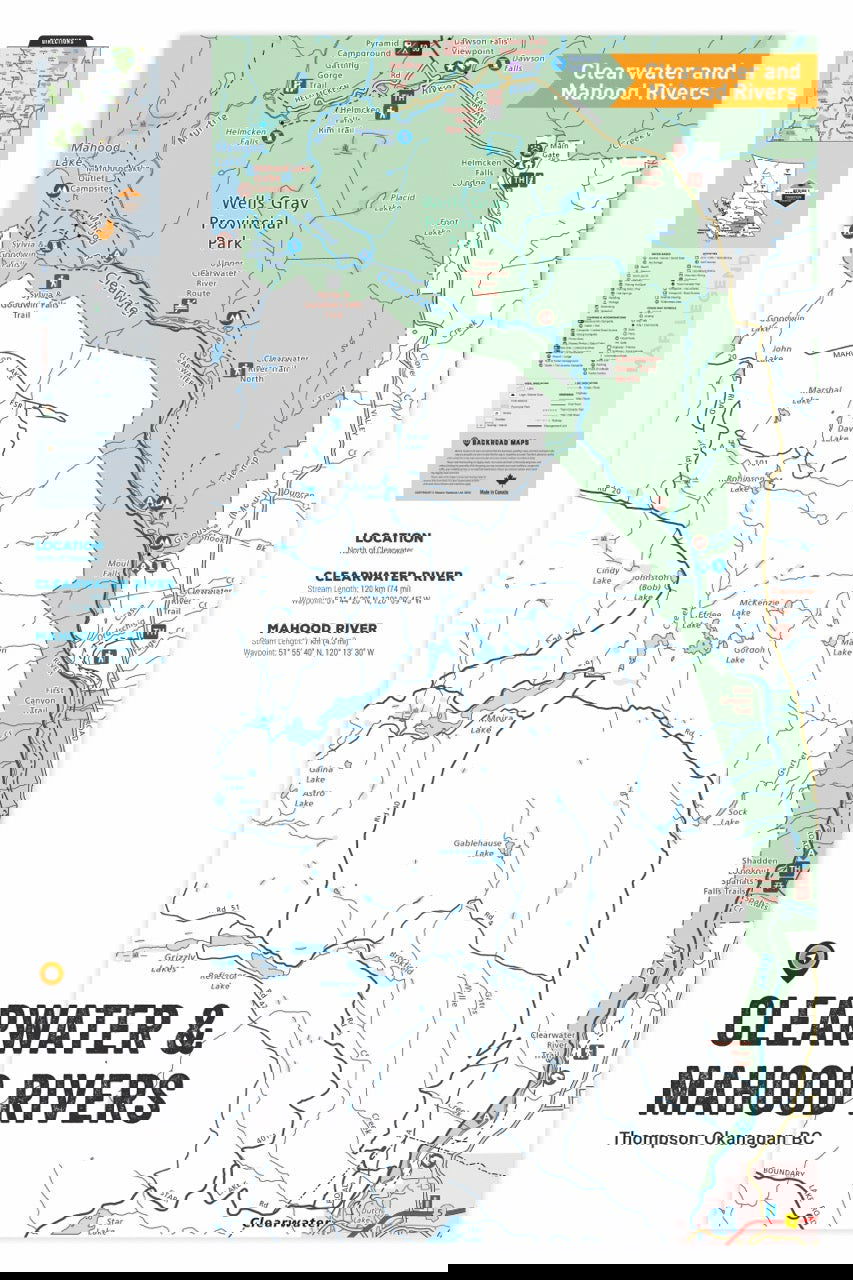 FTOBC43 Clearwater & Mahood Rivers - Wall Map - Backroad Maps