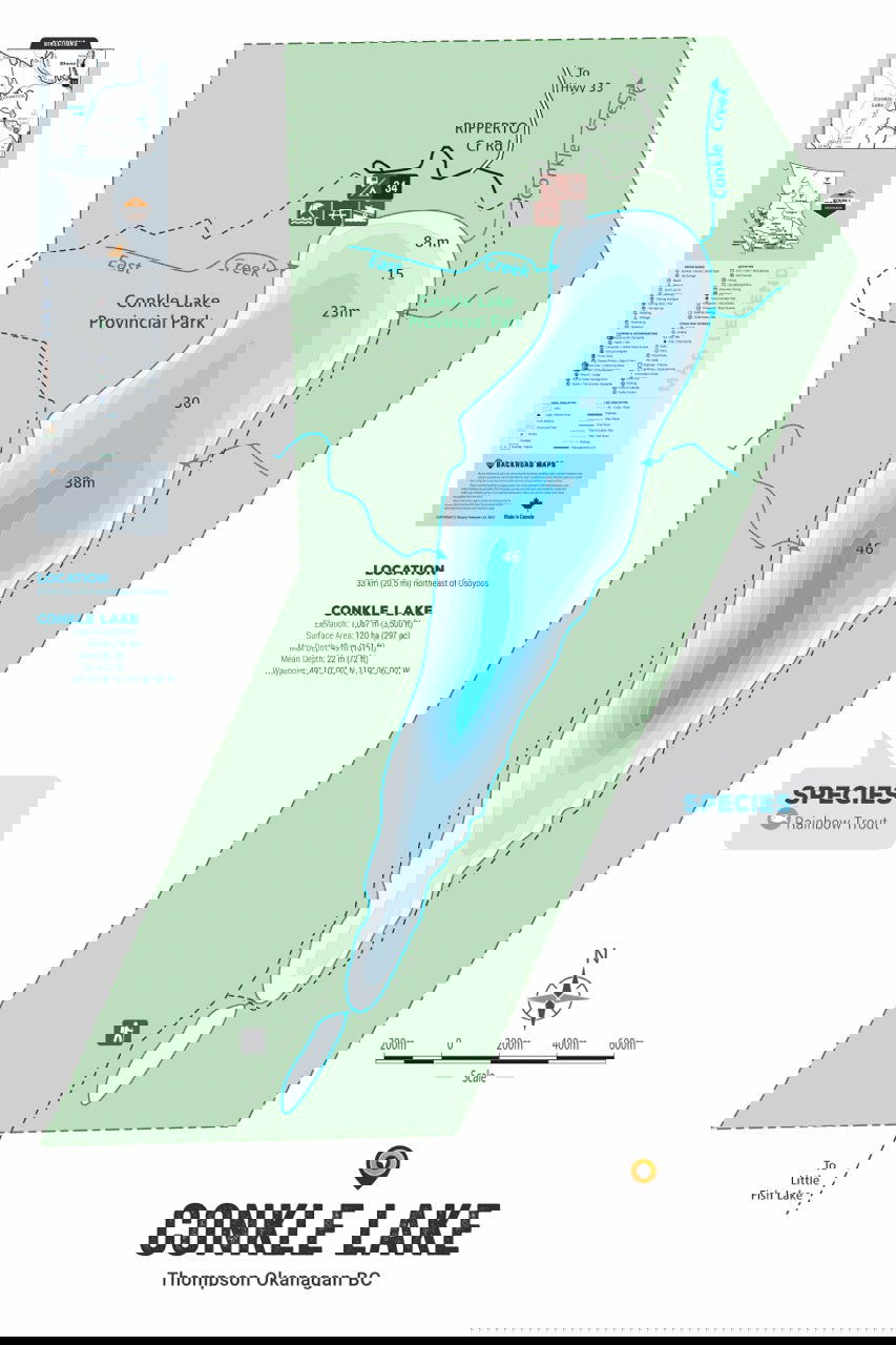 FTOBC46 Conkle Lake - Wall Map - Backroad Maps