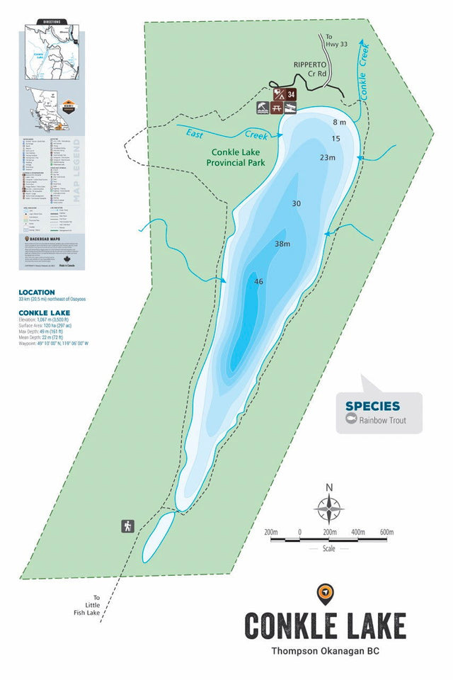 FTOBC46 Conkle Lake - Wall Map - Backroad Maps