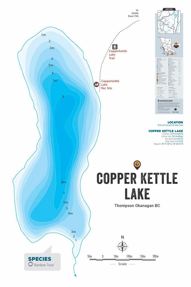 FTOBC47 Copper Kettle Lake - Wall Map - Backroad Maps
