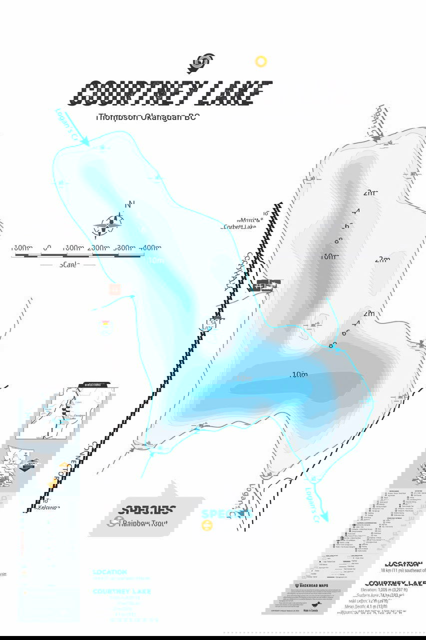 FTOBC48 Courtney Lake - Wall Map - Backroad Maps
