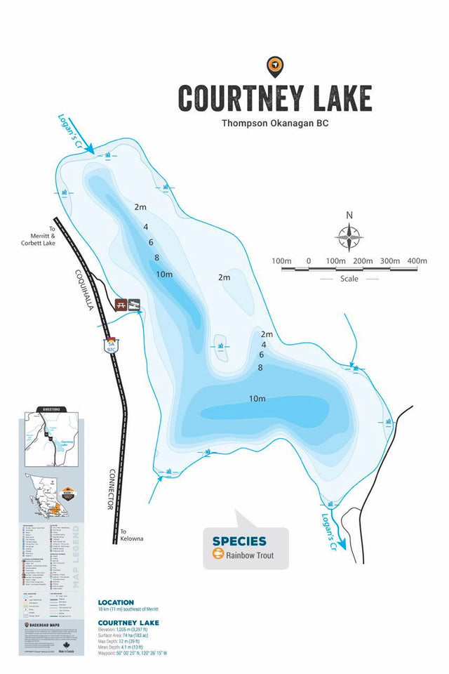 FTOBC48 Courtney Lake - Wall Map - Backroad Maps