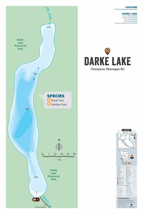 FTOBC50 Darke Lake - Wall Map - Backroad Maps