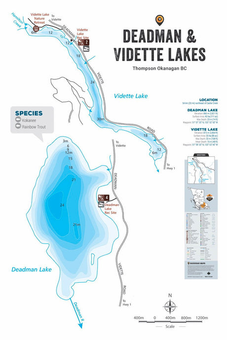FTOBC52 Deadman & Vidette Lakes - Wall Map - Backroad Maps