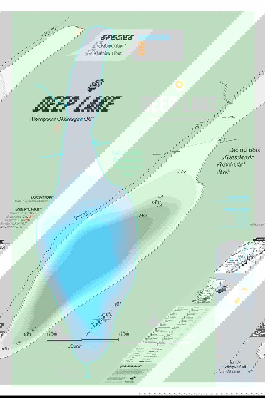 FTOBC53 Deep Lake - Wall Map - Backroad Maps