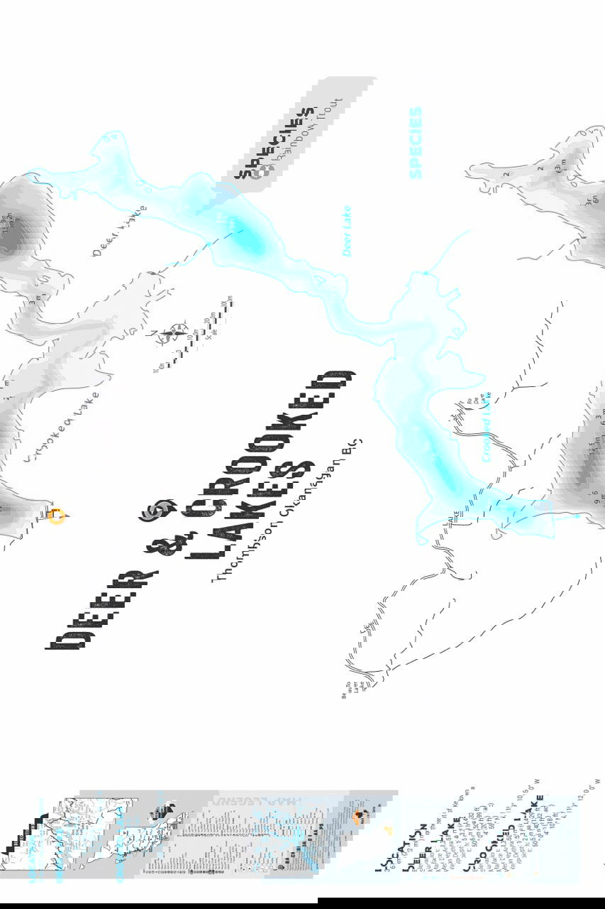 FTOBC55 Deer & Crooked Lakes - Wall Map - Backroad Maps