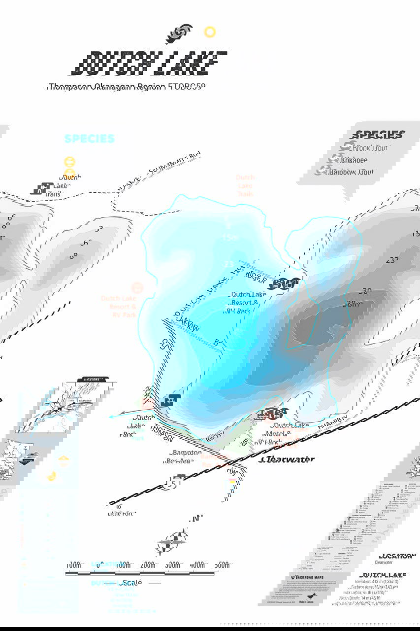 FTOBC59 Dutch Lake - Wall Map - Backroad Maps
