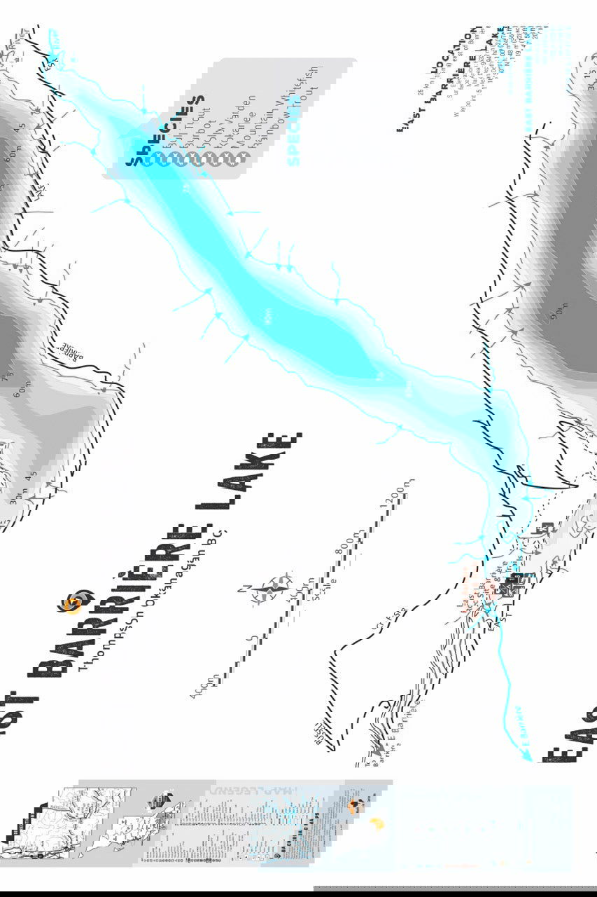 FTOBC60 East Barriere Lake - Wall Map - Backroad Maps