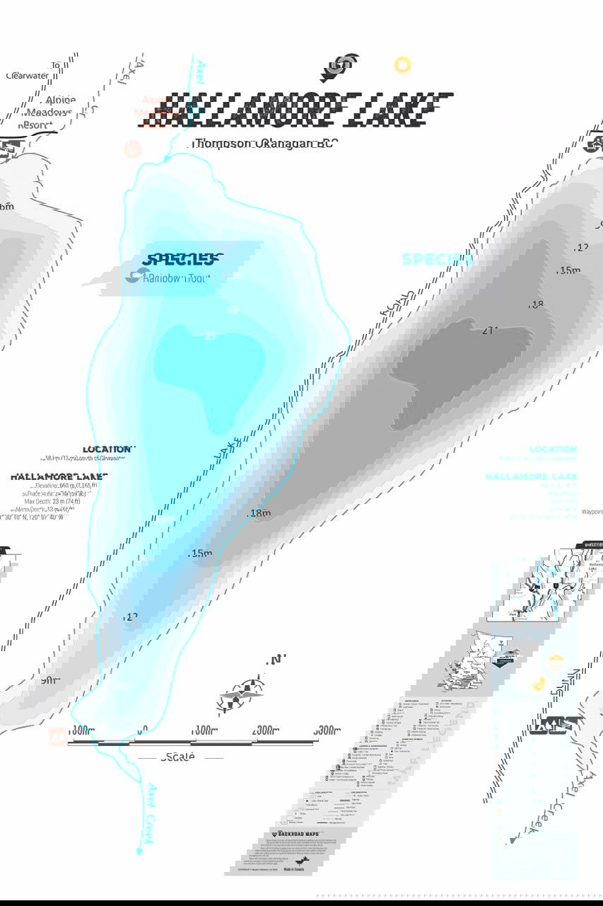 FTOBC74 Hallamore Lake - Wall Map - Backroad Maps