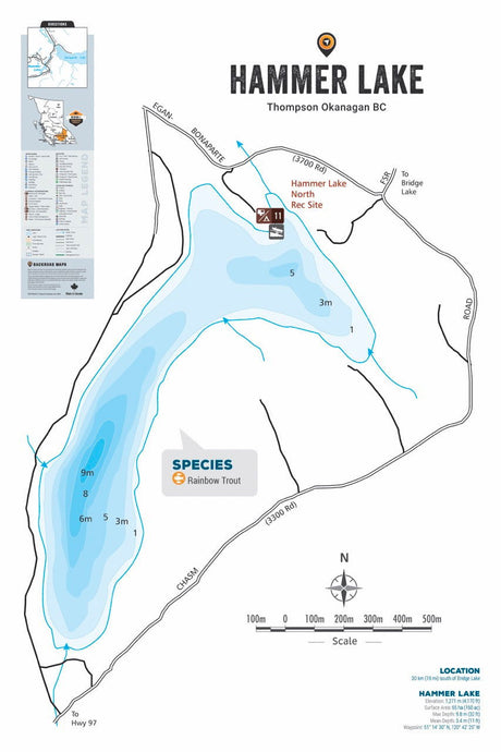 FTOBC75 Hammer Lake - Wall Map - Backroad Maps