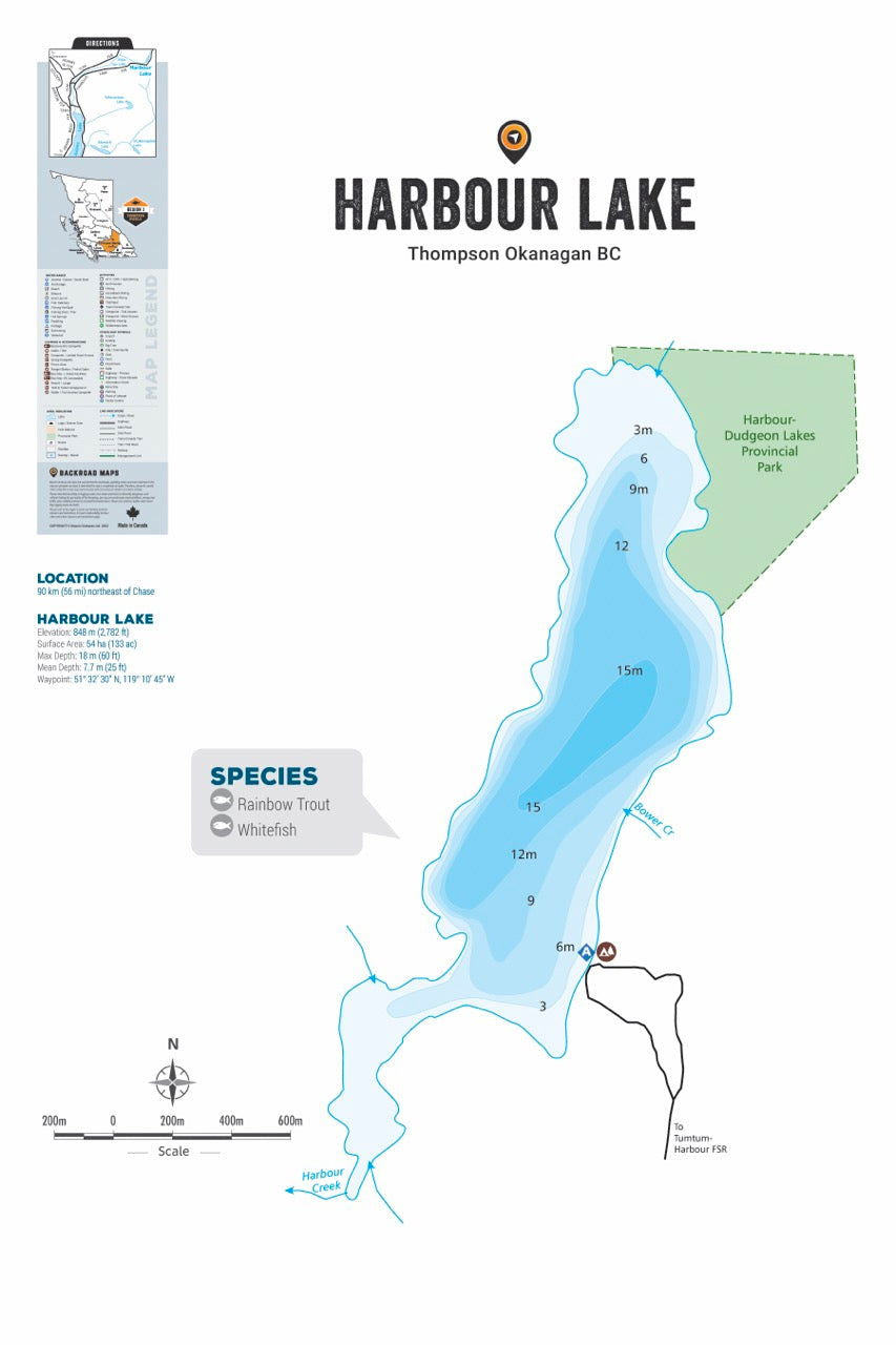 FTOBC77 Harbour Lake - Wall Map - Backroad Maps