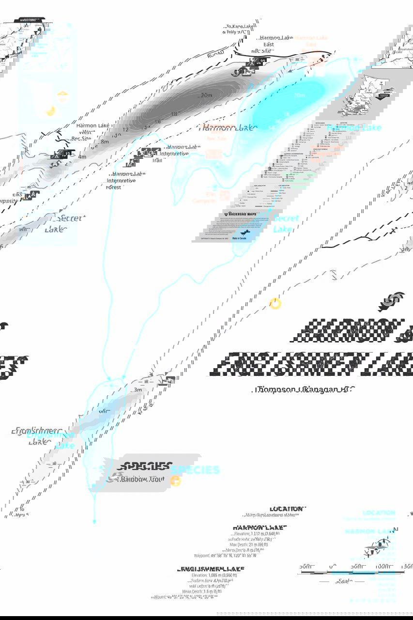FTOBC78 Harmon & Englishmen Lakes - Wall Map - Backroad Maps