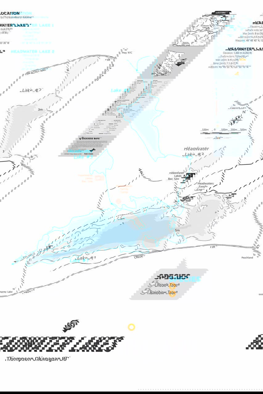 FTOBC81 Headwater Lakes - Wall Map - Backroad Maps