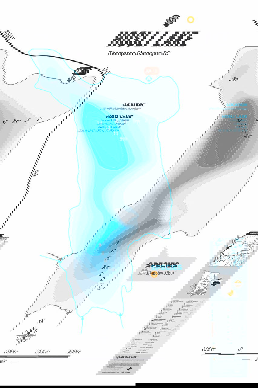 FTOBC90 Hosli Lake - Wall Map - Backroad Maps