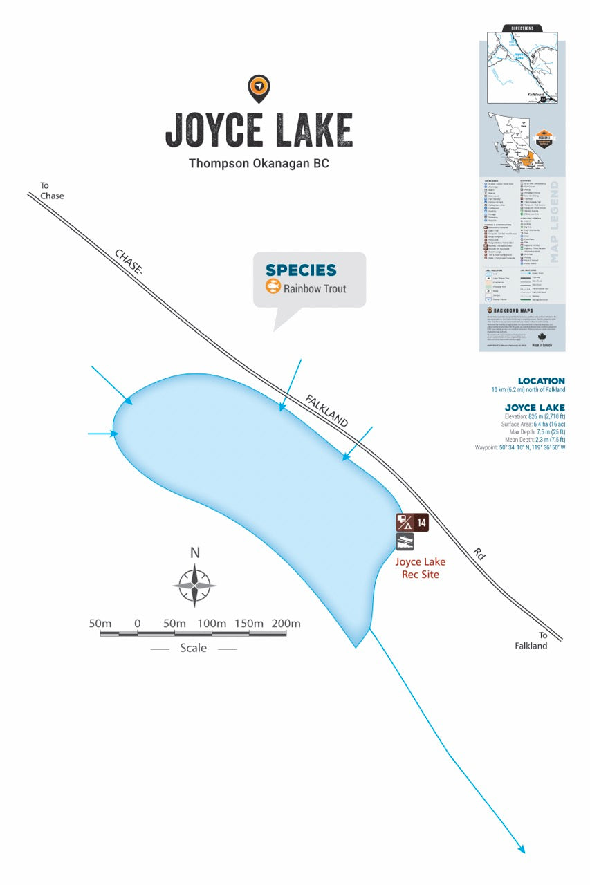 FTOBC99 Joyce Lake - Wall Map - Backroad Maps