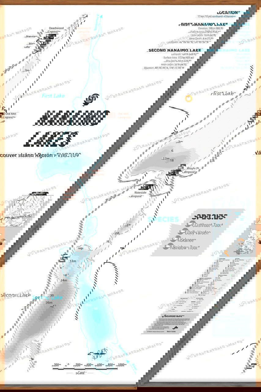 FVIBC109 Nanaimo Lakes - Wall Map - Backroad Maps