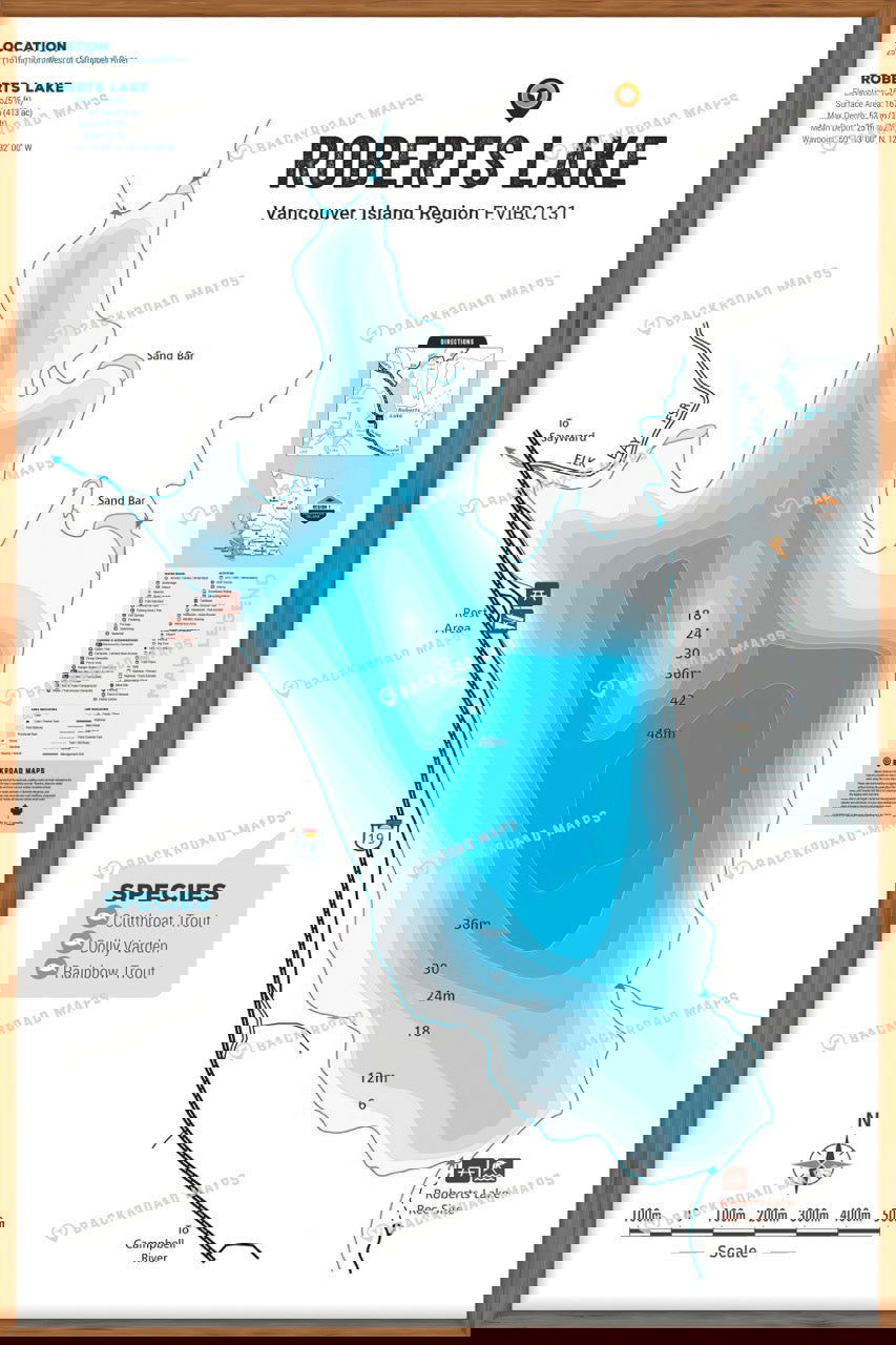 FVIBC131 Roberts Lake - Wall Map - Backroad Maps