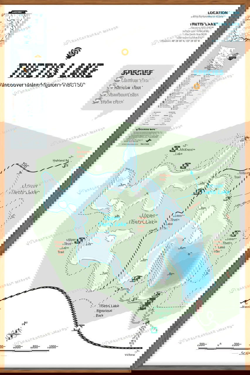 FVIBC150 Thetis Lakes - Wall Map - Backroad Maps