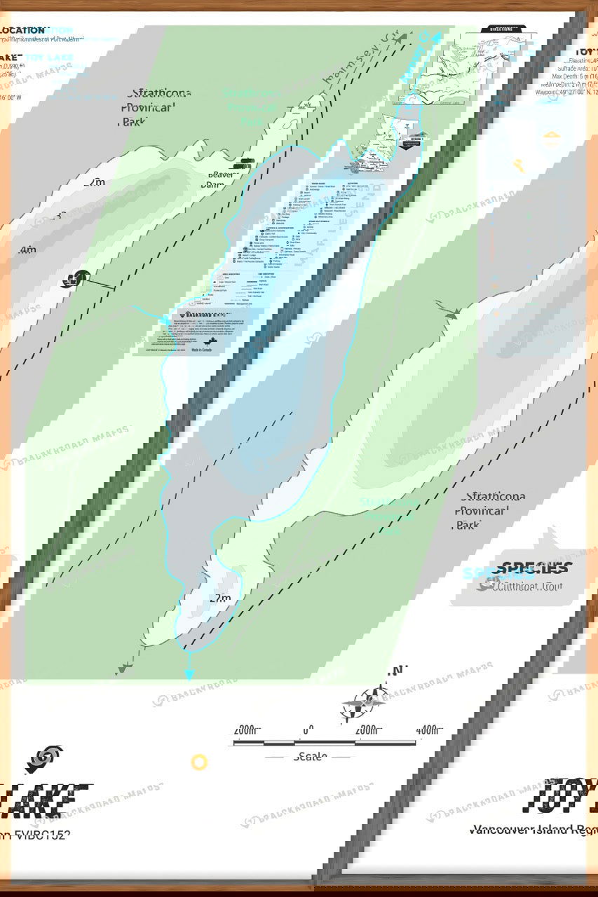 FVIBC152 Toy Lake - Wall Map - Backroad Maps