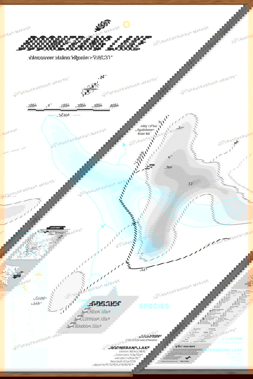 FVIBC31 Boomerang Lake - Wall Map - Backroad Maps