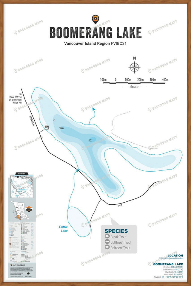 FVIBC31 Boomerang Lake - Wall Map - Backroad Maps