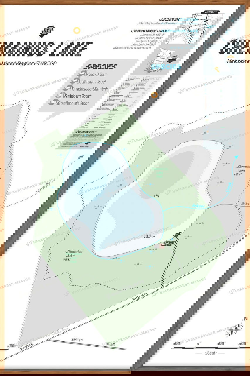 FVIBC39 Chemainus Lake - Wall Map - Backroad Maps