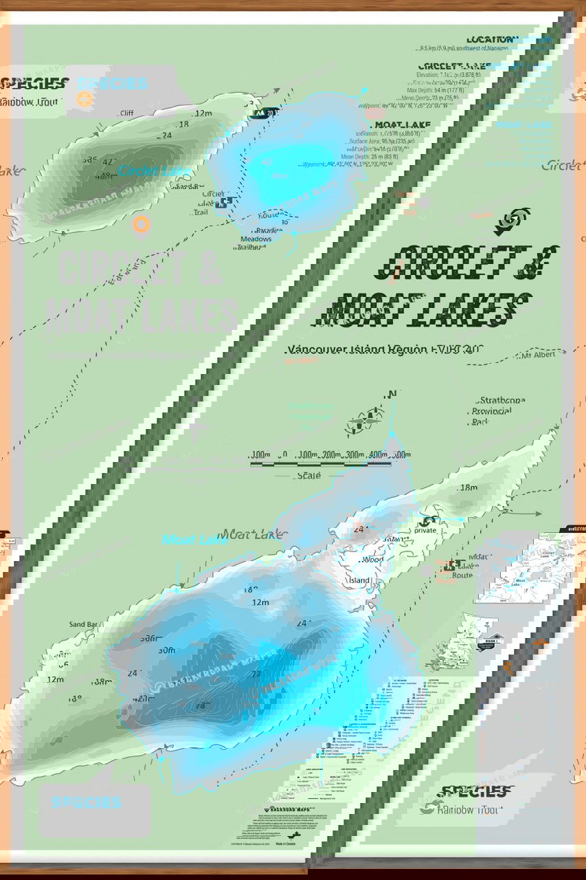 FVIBC40 Circlet & Moat Lakes - Wall Map - Backroad Maps