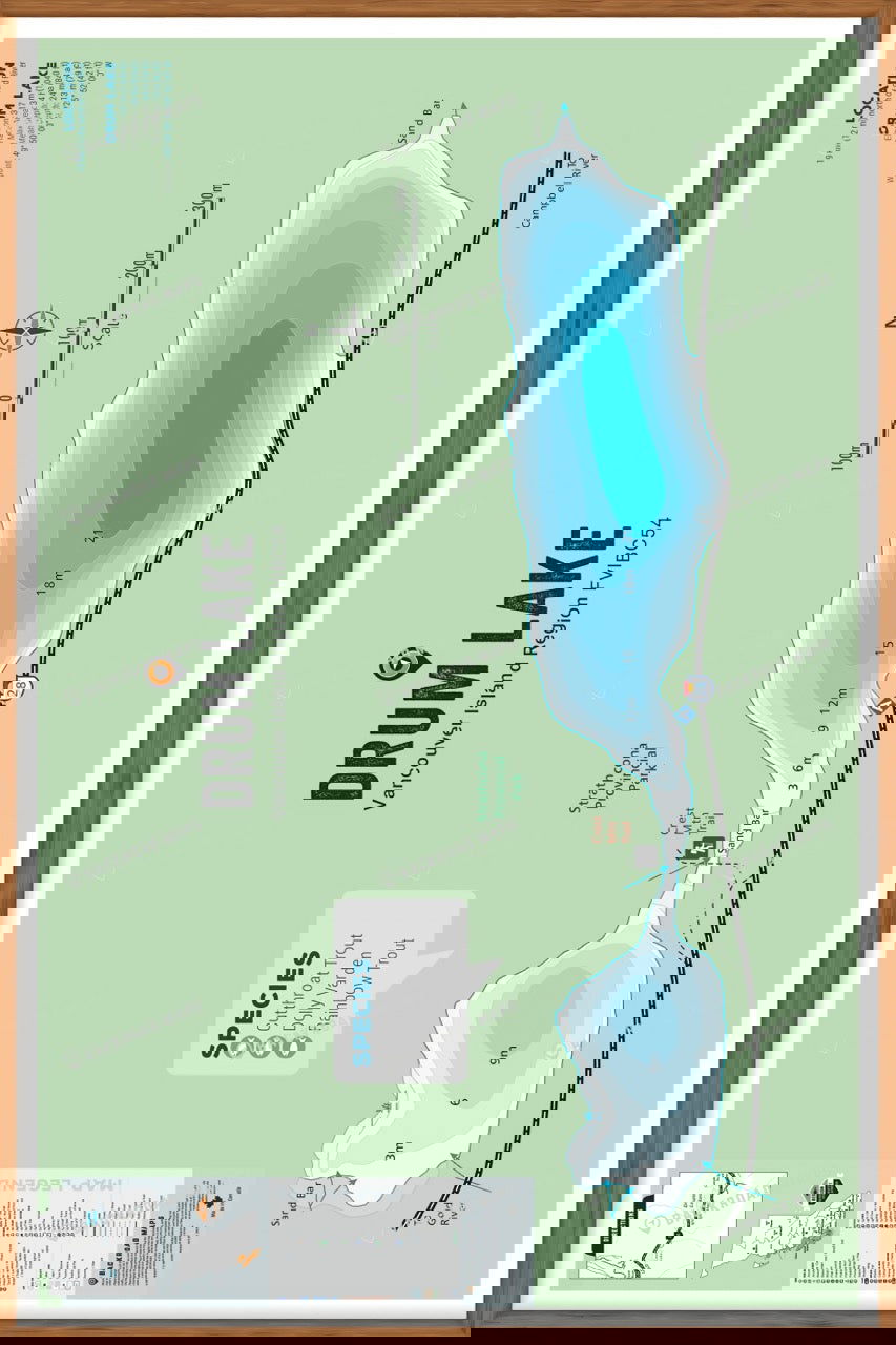 FVIBC54 Drum Lake - Wall Map - Backroad Maps