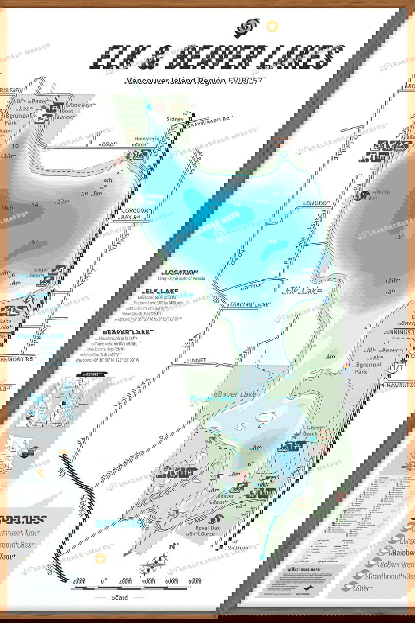FVIBC57 Elk & Beaver Lake - Wall Map - Backroad Maps