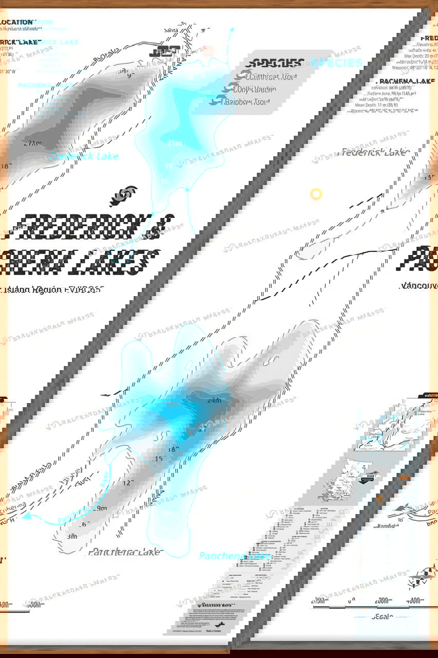 FVIBC65 Frederick & Pachena Lakes - Wall Map - Backroad Maps