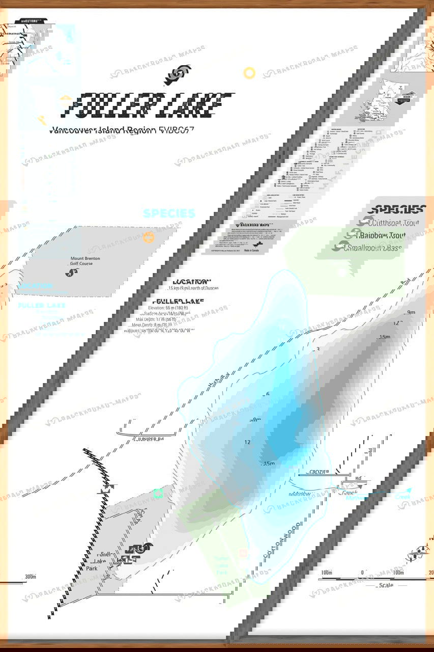 FVIBC67 Fuller Lake - Wall Map - Backroad Maps