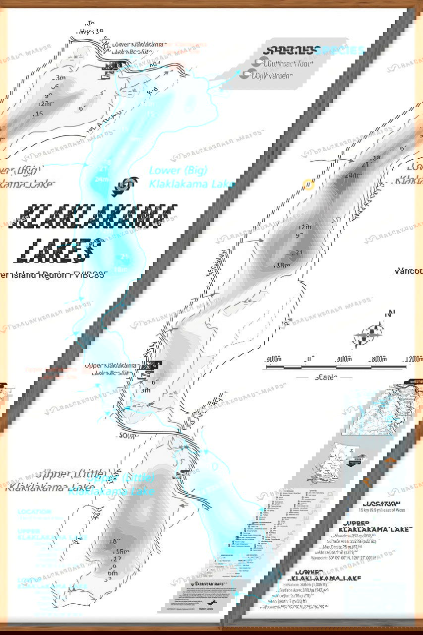 FVIBC85 Klaklakama Lakes - Wall Map - Backroad Maps