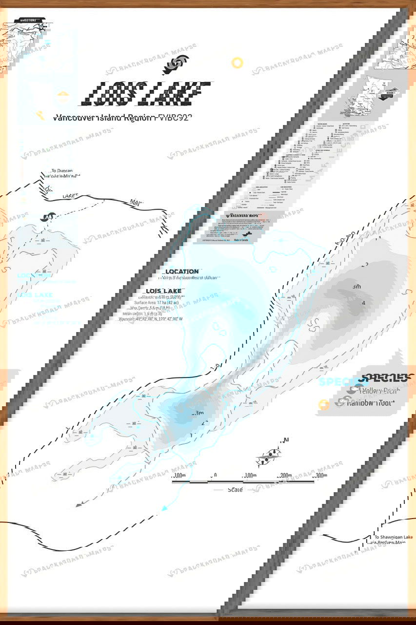 FVIBC92 Lois Lake - Wall Map - Backroad Maps
