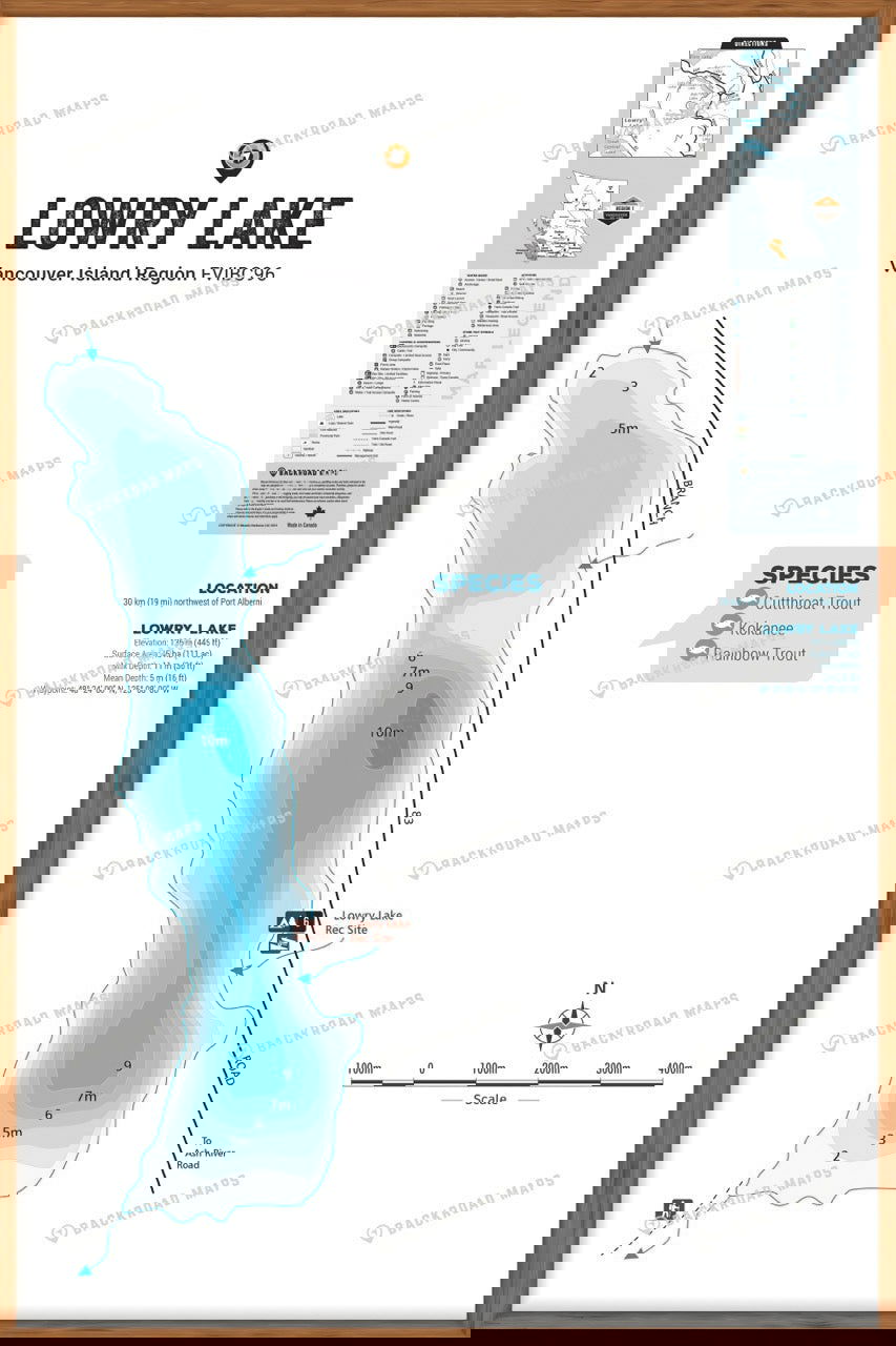 FVIBC96 Lowry Lake - Wall Map - Backroad Maps