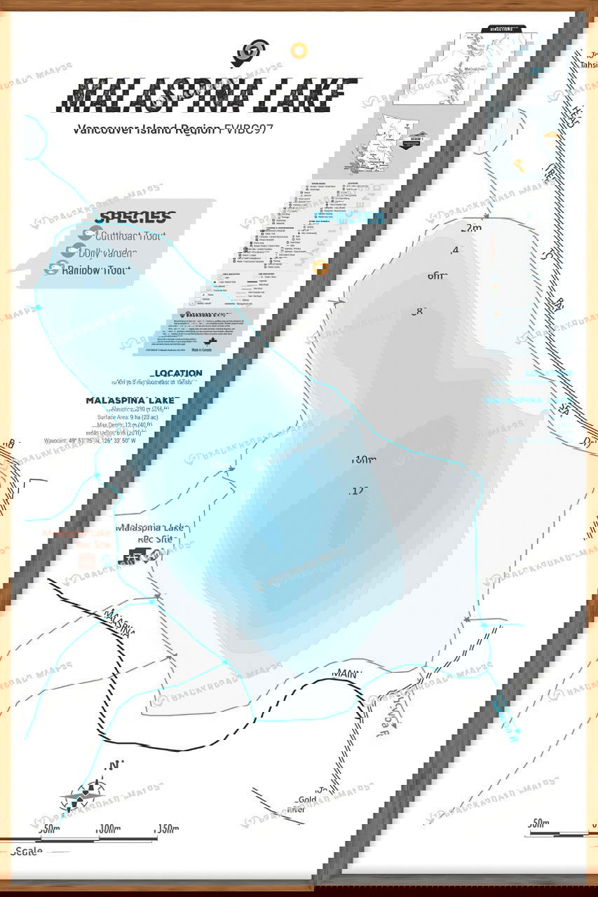 FVIBC97 Malaspina Lake - Wall Map - Backroad Maps