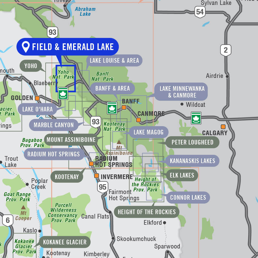 Field & Emerald Lake (Yoho National Park, BC) - Destination Map - Backroad Maps