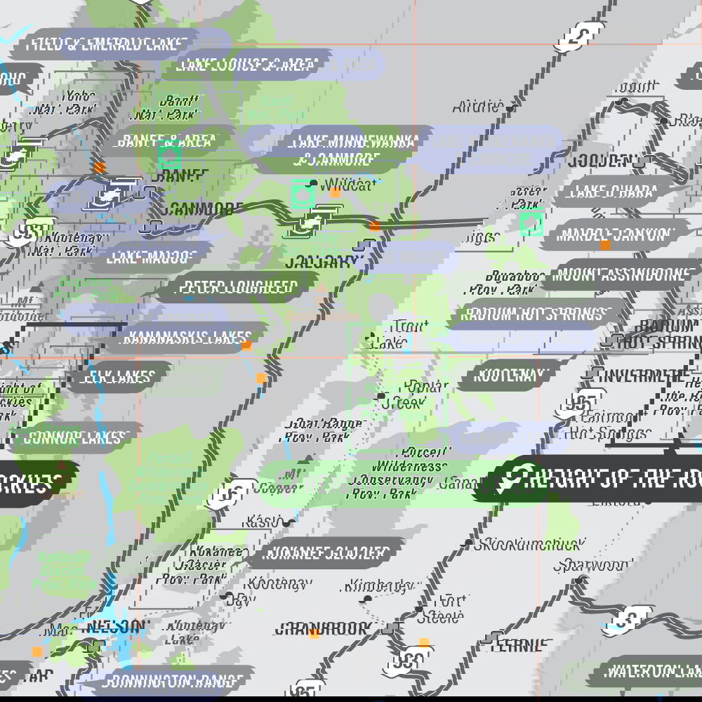 Height of the Rockies Provincial Park BC - Park Map - Backroad Maps