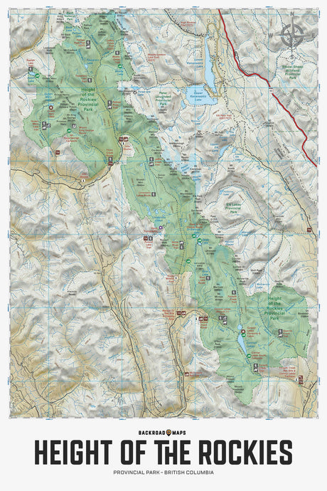 Height of the Rockies Provincial Park BC - Wall Map - Backroad Maps