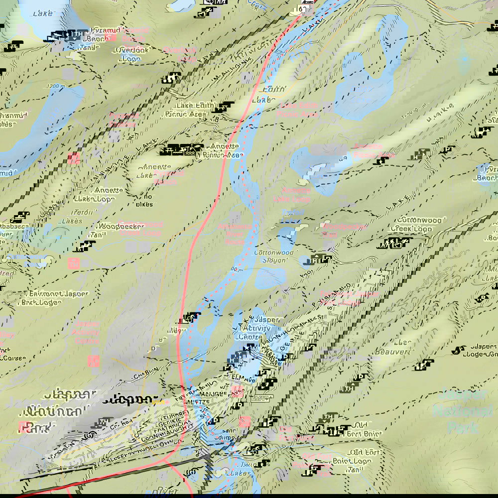 Jasper & Area (Jasper National Park Map, Alberta) - Destination Map - Backroad Maps