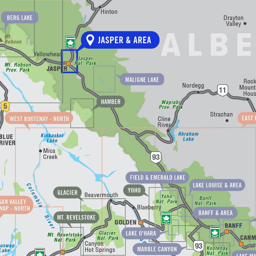 Jasper & Area (Jasper National Park Map, Alberta) - Destination Map - Backroad Maps