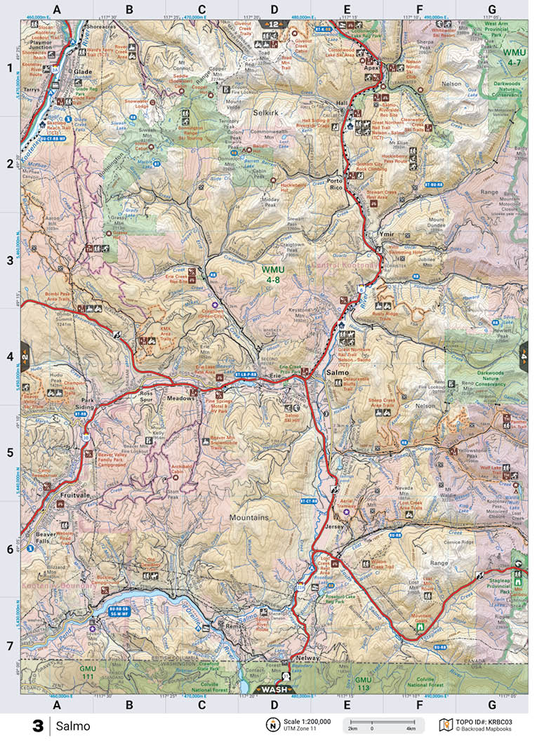 KRBC03 TOPO Map - Salmo - Backroad Maps