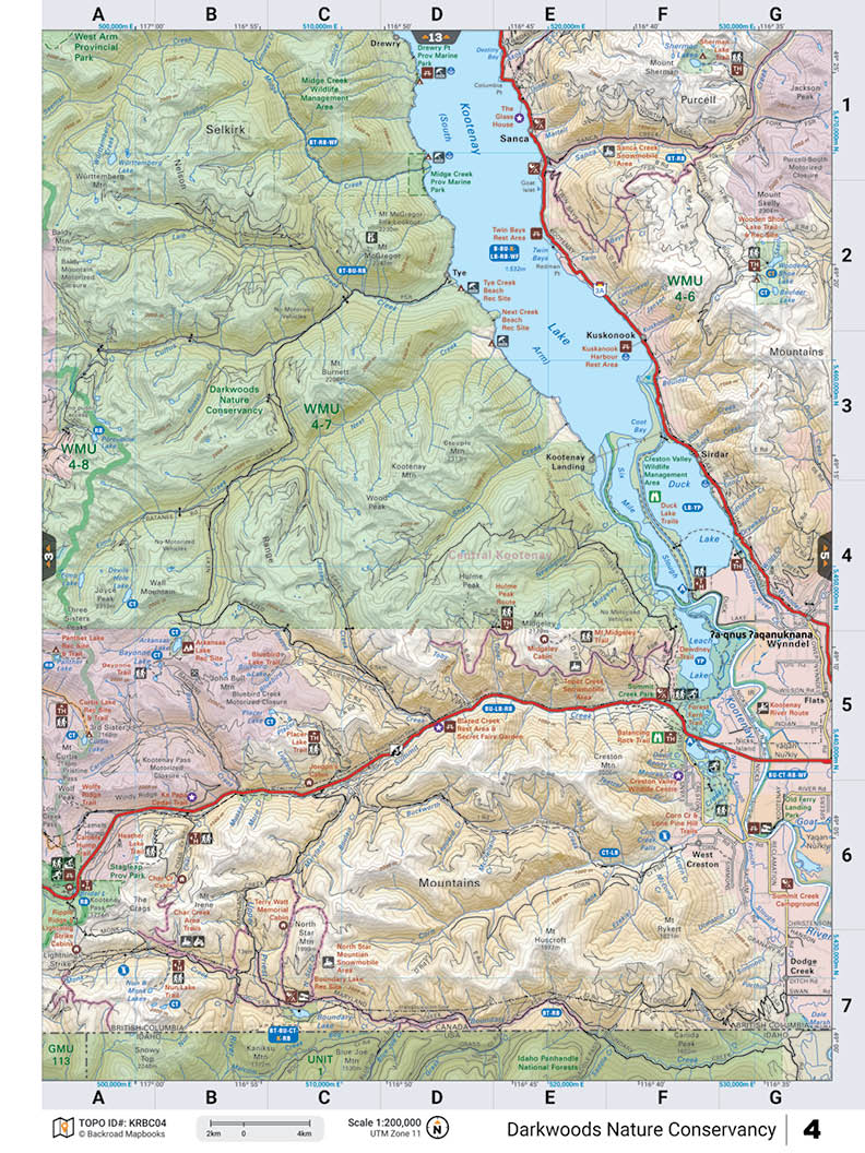 KRBC04 Wall Map - Stagleap Provincial Park - Backroad Maps