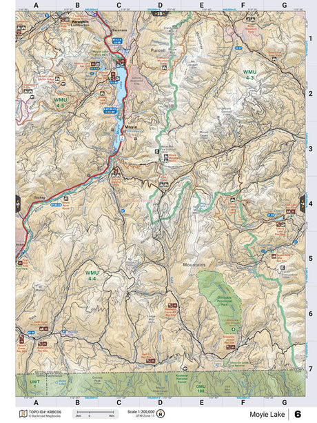 KRBC06 Wall Map - Moyie Lake - Backroad Maps