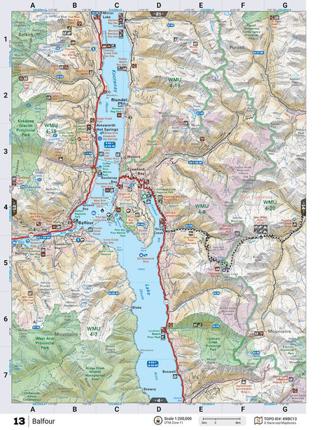 KRBC13 Wall Map - Kootenay Lake - Backroad Maps
